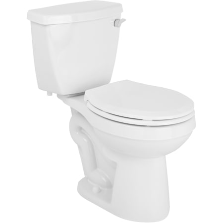 Signature Hardware Bradenton 1.2 GPF Two-Piece Round Bowl Toilet with 12" Rough-In and Right Hand Lever - 16" Bowl Height - Less Seat
White