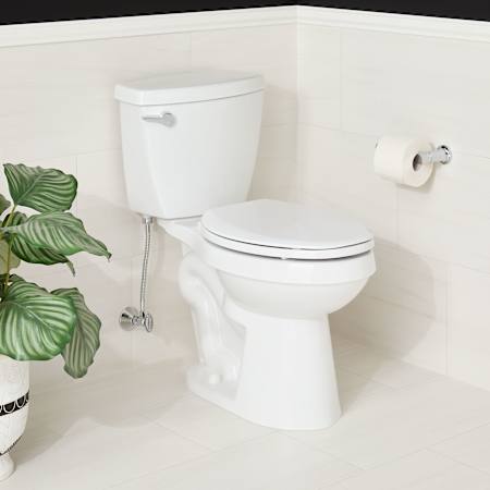 Signature Hardware Bradenton 1.2 GPF Two-Piece Elongated Bowl Toilet with 12" Rough-In and Left Hand Lever - 16" Bowl Height - Less Seat
White
