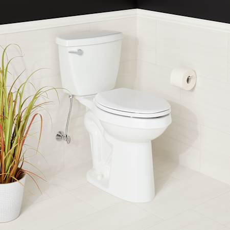 Signature Hardware Bradenton 1.2 GPF Two-Piece Elongated Bowl Toilet with 12" Rough-In and Left Hand Lever - 19" Bowl Height - Less Seat
 White