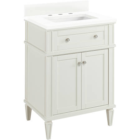 Signature Hardware Elmdale 24" Single Vanity Set with Mahogany Cabinet and Rectangular Porcelain Sink - 3" Faucet Holes White / Arctic White