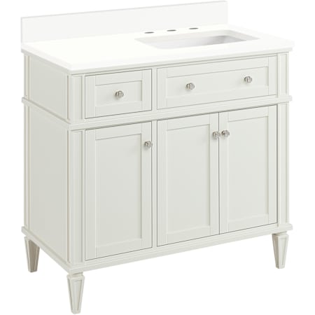 Signature Hardware Elmdale 36" Single Vanity Set with Mahogany Cabinet and Rectangular Porcelain Sink - 3" Faucet Holes White / Arctic White