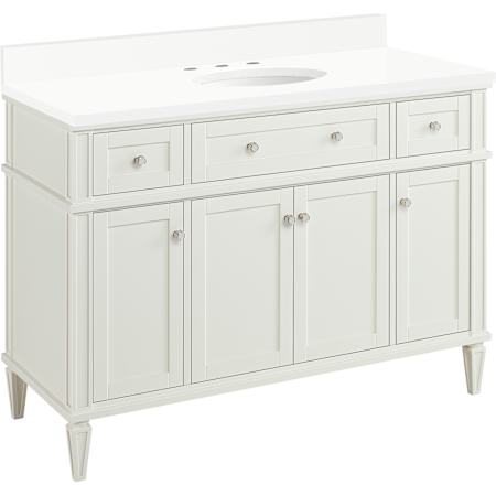 Signature Hardware Elmdale 48" Single Vanity Set with Mahogany Cabinet and Oval Porcelain Sink - 3" Faucet Holes White / Arctic White