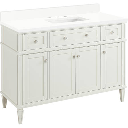 Signature Hardware Elmdale 48" Single Vanity Set with Mahogany Cabinet and Rectangular Porcelain Sink - 8" Widespread Faucet Holes White / Arctic White