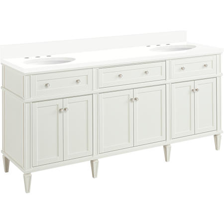 Signature Hardware Elmdale 72" Double Vanity Set with Mahogany Cabinet and Oval Porcelain Sinks - 8" Widespread Faucet Holes White / Arctic White