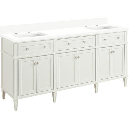 Signature Hardware Elmdale 72" Double Vanity Set with Mahogany Cabinet and Rectangular Porcelain Sinks - 8" Widespread Faucet Holes White / Arctic White