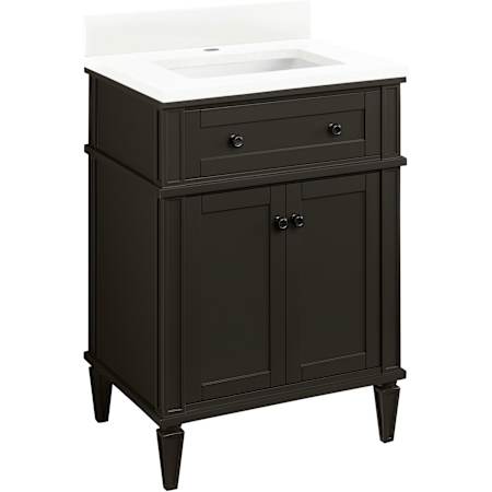 Signature Hardware Elmdale 24" Single Vanity Set with Mahogany Cabinet and Rectangular Porcelain Sink - Single Faucet Hole Charcoal Black / Arctic White