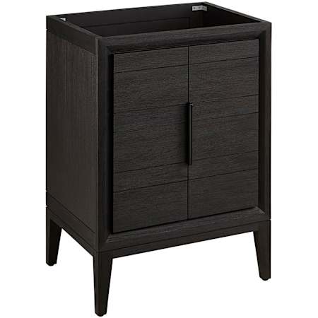 Signature Hardware Aliso 24" Freestanding Teak Single Basin Vanity Cabinet - Cabinet Only - Less Vanity Top Charred Timber Black