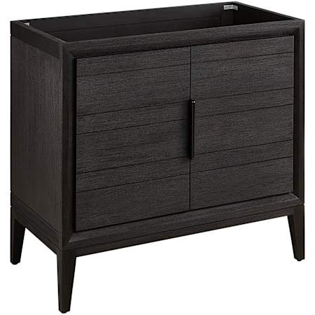 Signature Hardware Aliso 36" Freestanding Teak Single Basin Vanity Cabinet - Cabinet Only - Less Vanity Top Charred Timber Black