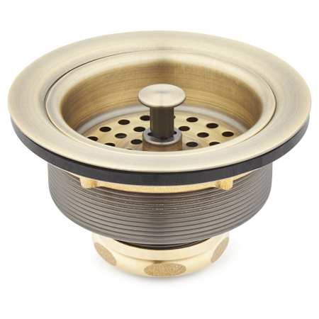Signature Hardware 3-1/2" Basket Strainer for Sinks up to 1" Thick Aged Brass