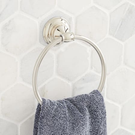 Signature Hardware Beasley 6-1/2" Wall-Mounted Towel Ring Polished Nickel