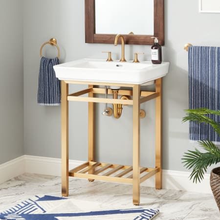 Signature Hardware 24'' Modern Console Legs Brushed Gold