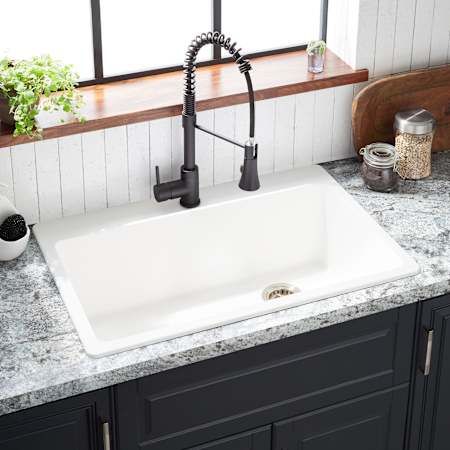 Signature Hardware Totten 33" Drop In / Undermount Single Basin Granite Composite Kitchen Sink White