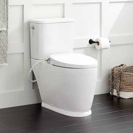 Signature Hardware Pendleton 1.28 GPF Two Piece Elongated Toilet - Bidet Seat Included White