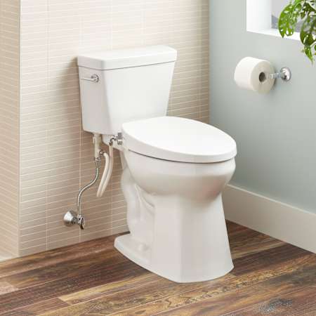 Signature Hardware Rilla 1.28 GPF Two Piece Compact Elongated Toilet - Bidet Seat Included White
