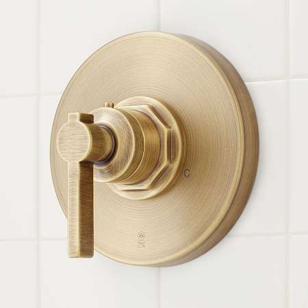 Signature Hardware Greyfield Thermostatic Valve Trim - 1/2" Rough-In Valve Included Aged Brass