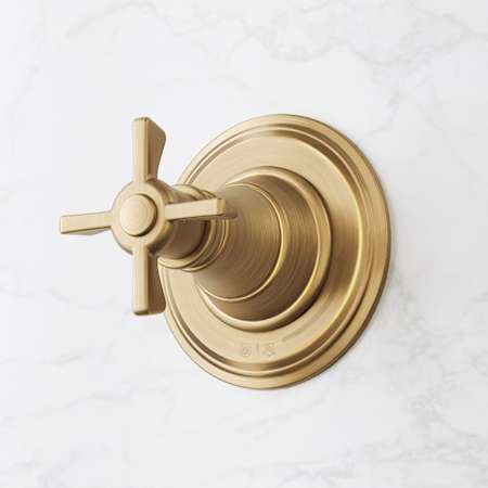 Signature Hardware Marceau In-Wall Volume Conrol Trim with Cross Handle - Less Rough-In Valve Aged Brass