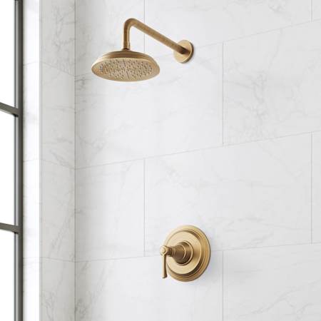 Signature Hardware Marceau Pressure Balanced Shower Only Package with Lever Handle - Accufit Rough-In Valve Included Aged Brass