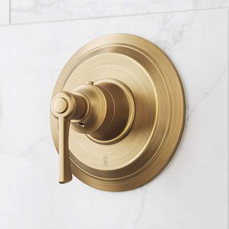Signature Hardware Marceau Thermostatic Valve Trim with Lever Handle - 1/2" Rough-In Valve Included Aged Brass