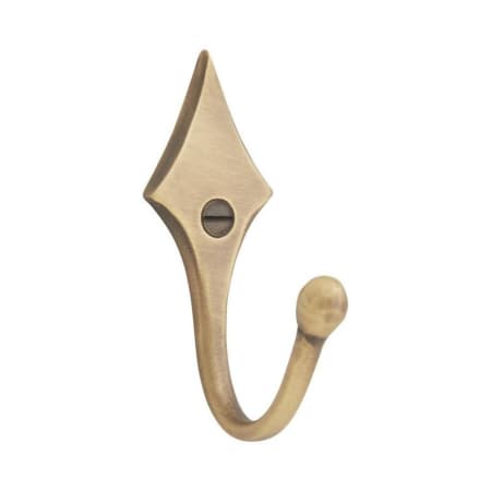 Signature Hardware Marquis 1-1/8 Inch Wide Single Coat and Hat Hook Antique Brass
