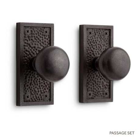 Signature Hardware Traeger Solid Bronze Passage Door Knob Set with 2-3/8" Backset Dark Bronze