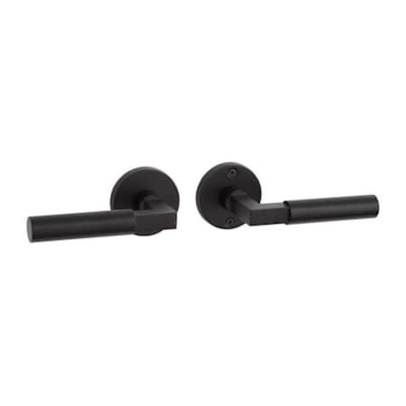 Signature Hardware Tolland Left Hand Solid Brass Passage Door Knob Set with 2-3/8" Backset Matte Black