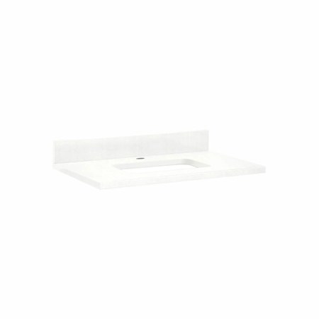 Signature Hardware 31" x 22" 3CM Quartz Vanity Top for Rectangular Undermount Sink - 8" Faucet Holes Feathered White Quartz