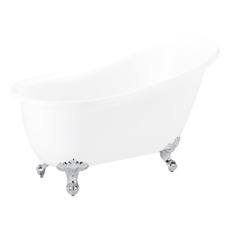 Signature Hardware Ultra 67" Clawfoot Acrylic Soaking Tub with Reversible Drain, Drain Assembly, and Overflow White / Chrome Feet