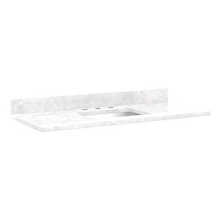 Signature Hardware 49" x 22" 3CM Marble Vanity Top Only with 8 Inch Faucet Centers Carrara Marble