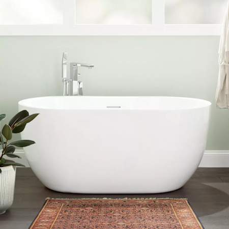 Signature Hardware Boyce 61" Free Standing Acrylic Soaking Tub with Integrated Drain and Overflow White / White