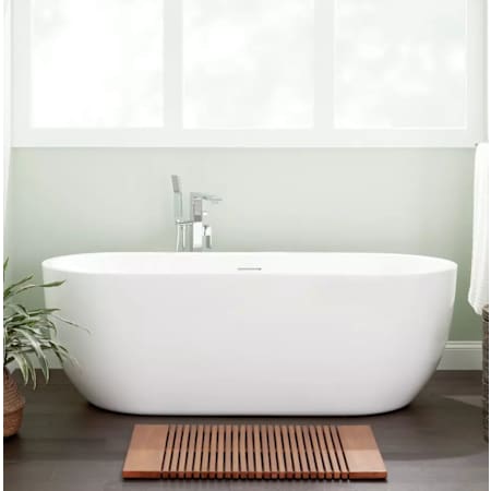 Signature Hardware Boyce 70" Acrylic Soaking Freestanding Tub with Integrated Drain and Overflow White / White