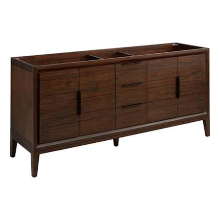 Signature Hardware Aliso 72" Freestanding Teak Double Basin Vanity - Cabinet Only - Less Vanity Top Java