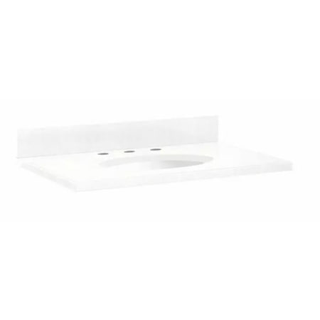 Signature Hardware 31" x 22" 3cm Quartz Vanity Top for Undermount Sink - 8" Faucet Holes Feathered White
