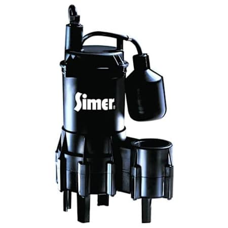 Simer Pitmaster 4/10 HP Thermoplastic Sewage Pump (2") with Piggyback Tether Float N/A