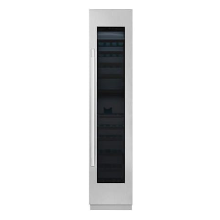 SKS 18 Inch Wide 71 Bottle Capacity Panel Ready Built-In Wine Cooler with Wood Shelves and 2 Cooling Zones Panel Ready