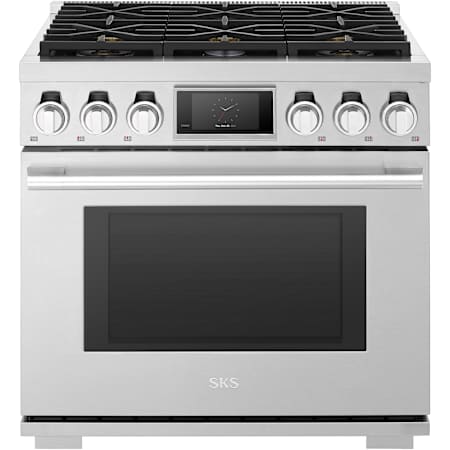 SKS 36 Inch Wide 6.3 Cu. Ft. Free Standing Dual Fuel Range with Sealed Burners and Self Clean Stainless Steel