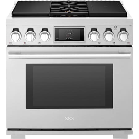 SKS 36 Inch Wide 6.3 Cu. Ft. Free Standing Dual Fuel Range with Sabbath Mode and Self Clean Stainless Steel