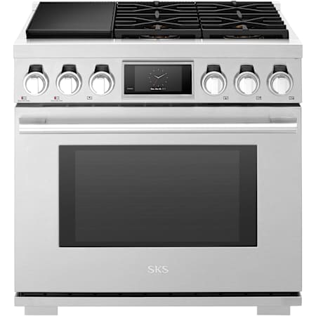 SKS 36 Inch Wide 6.3 Cu. Ft. Free Standing Dual Fuel Range with Built-In Sous Vide Stainless Steel