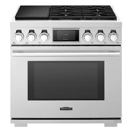 SKS 36 Inch Wide 6.3 Cu. Ft. Free Standing Dual Fuel Range with Griddle and Broil Element Stainless Steel