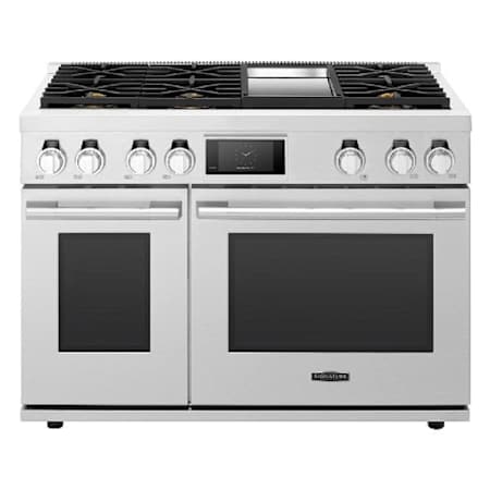 SKS 48 Inch Wide 7.9 Cu. Ft. Free Standing Dual Fuel Range with Continuous Grates and Griddle Stainless Steel