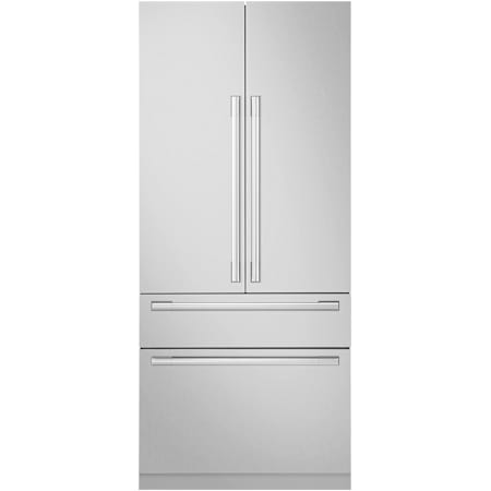SKS 36 Inch Wide 19.3 Cu. Ft. Energy Star Certified Panel Ready French Door Refrigerator with Soft Close Drawer and Convertible Zone Panel Ready