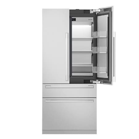 SKS 36 Inch Wide 19.3 Cu. Ft. Energy Star Certified Panel Ready French Door Refrigerator with Soft Close Drawer and Convertible Zone Panel Ready