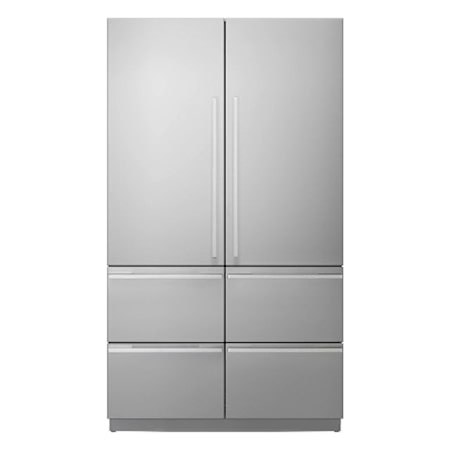 SKS 48 Inch Wide 15 Amp 26 Cu. Ft. Energy Star Certified Panel Ready French Door Refrigerator with LED Lights and Glass Shelves Satin Stainless Steel