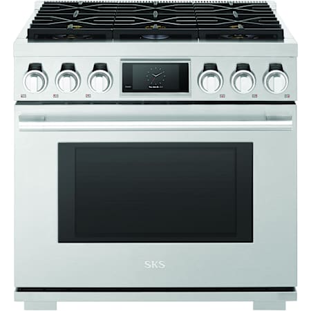 SKS 36 Inch Wide 6.3 Cu. Ft. Free Standing Gas Range with Ultra High and Ultra Low Burners Stainless Steel