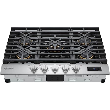 SKS 30 Inch Wide 120 Volt 5 Burner Liquid Propane / Natural Gas Cooktop with Top Mounted Controls Stainless Steel