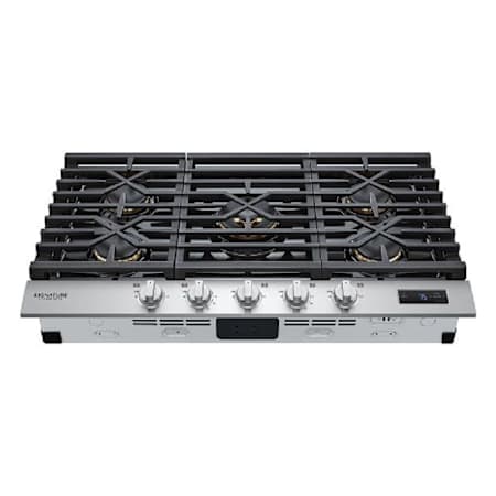 SKS 36 Inch Wide 15 Amp 5 Burner Liquid Propane / Natural Gas Cooktop with Sealed Burners Stainless Steel
