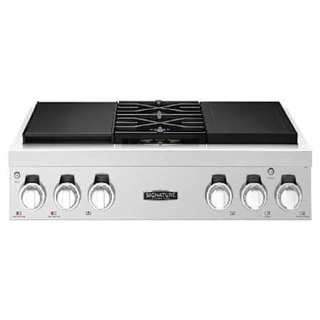 SKS 36 Inch Wide 15 Amp 6 Burner Liquid Propane / Natural Gas Rangetop with Hot Surface Light Indicators Stainless Steel