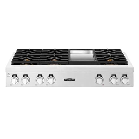 SKS 48 Inch Wide 120 Volt 6 Burner Liquid Propane / Natural Gas Rangetop with Front Mounted Controls Stainless Steel