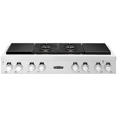 SKS 48 Inch Wide 240 Volt 4 Burner Dual Fuel Rangetop with Induction Burners Stainless Steel