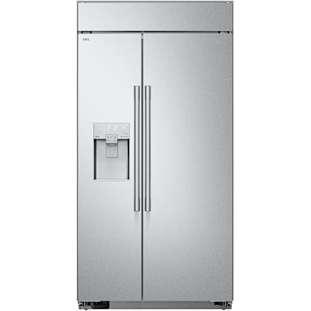 SKS 42 Inch Wide 120 Volt 25.6 Cu. Ft. Energy Star Certified Side By Side Refrigerator with External Ice Dispenser and LED Lights Stainless Steel
