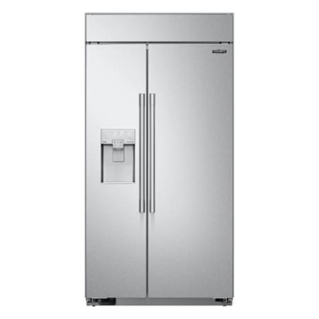 SKS 42 Inch Wide 120 Volt 25.6 Cu. Ft. Energy Star Certified Side By Side Refrigerator with External Ice Dispenser and LED Lights Stainless Steel